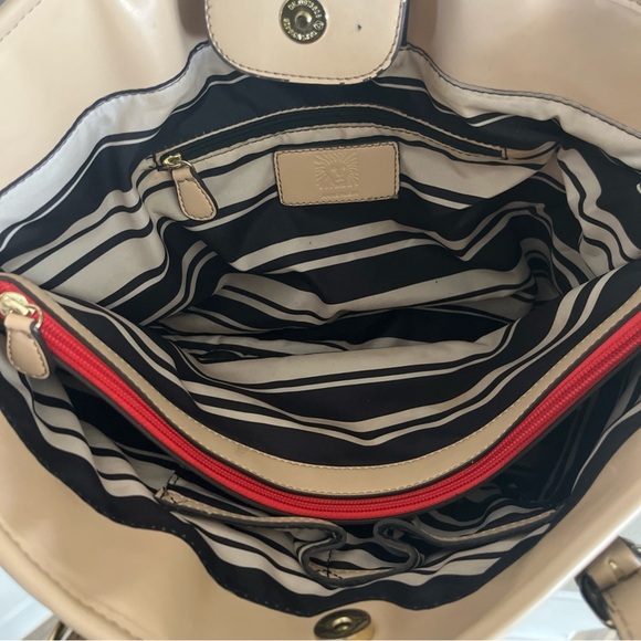 Anne Klein Quilted Patent Leather Shiny Black Tote Purse Shoulder Bag - Picture 11 of 14